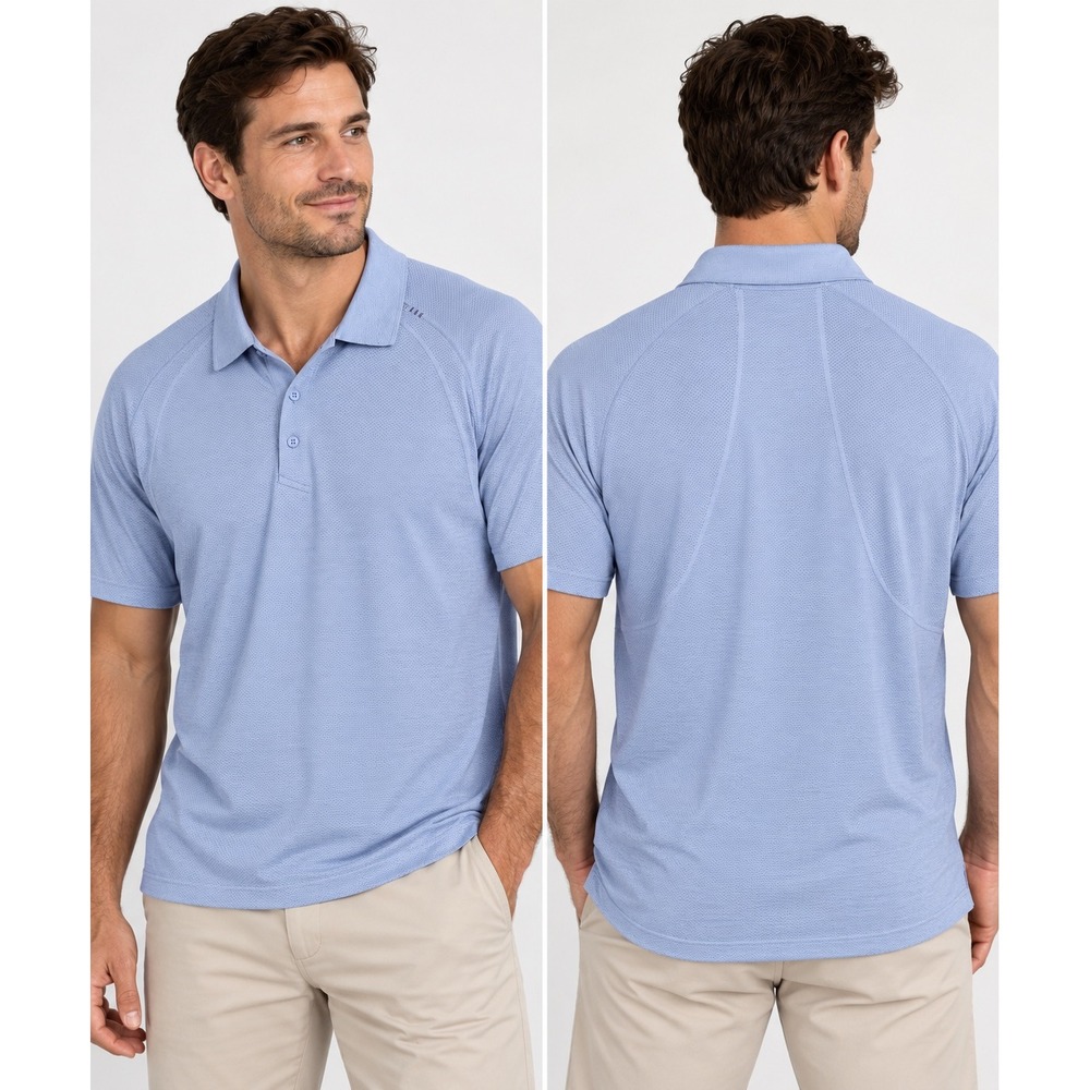 Lululemon Metal Vent Tech Polo Mens XL Lavender Blue Slim Fit Mesh Activewear